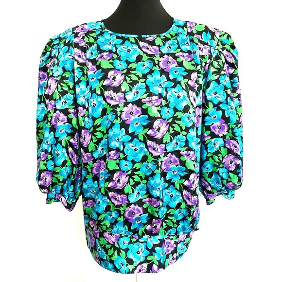 Argenti Boutique Blue + Purple Floral Blouse - Picture 5 of 9